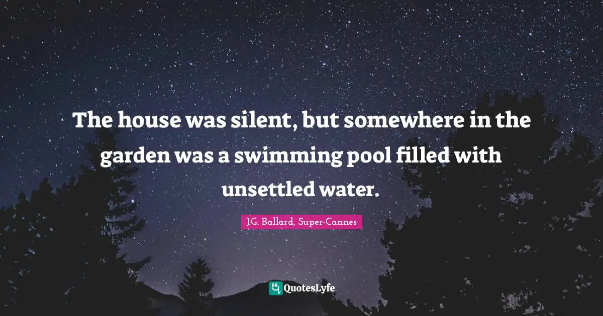 The house was silent, but somewhere in the garden was a swimming pool filled with unsettled water.