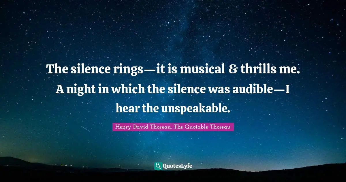 The silence rings—it is musical & thrills me. A night in which the silence was audible—I hear the unspeakable.
