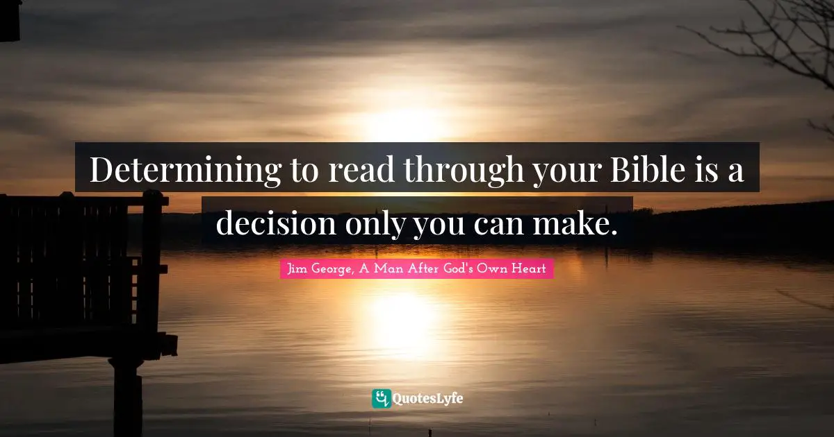Determining to read through your Bible is a decision only you can make.