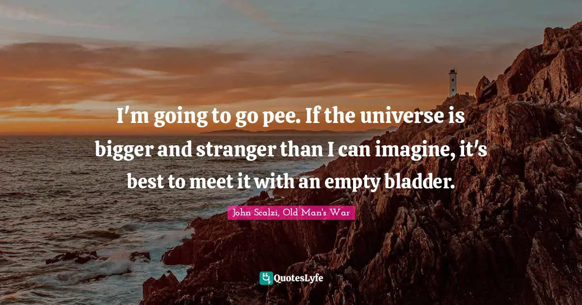 I'm going to go pee. If the universe is bigger and stranger than I can imagine, it's best to meet it with an empty bladder.