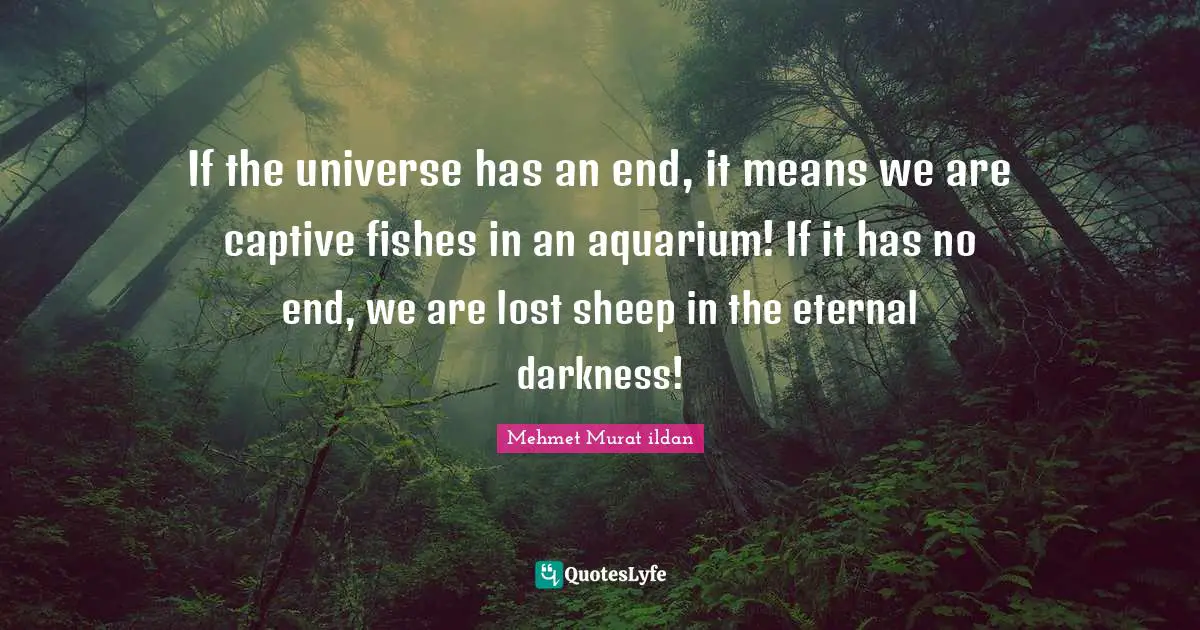 If the universe has an end, it means we are captive fishes in an aquarium! If it has no end, we are lost sheep in the eternal darkness!