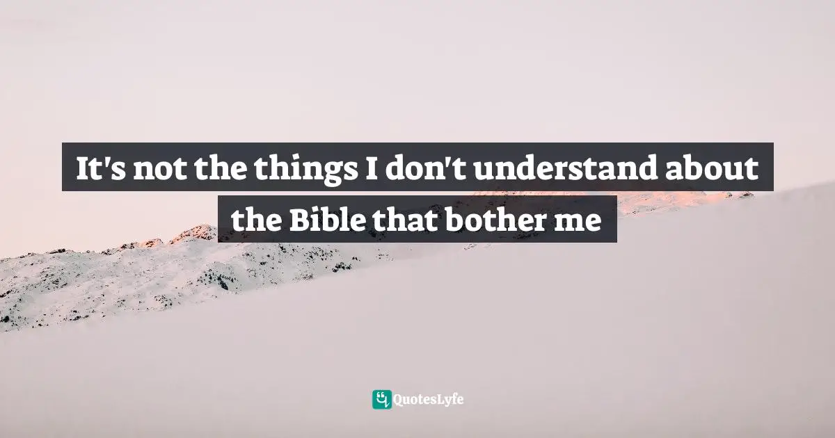 It's not the things I don't understand about the Bible that bother me