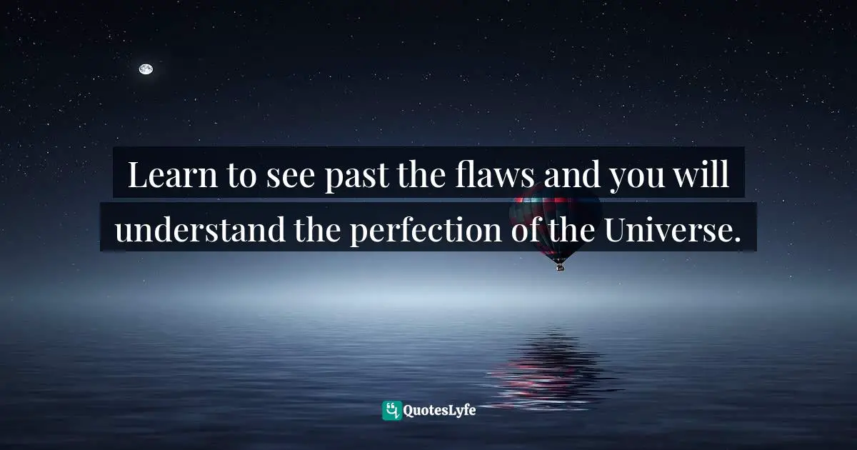 Learn to see past the flaws and you will understand the perfection of the Universe.