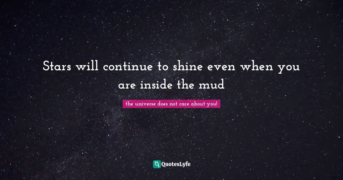 Stars will continue to shine even when you are inside the mud