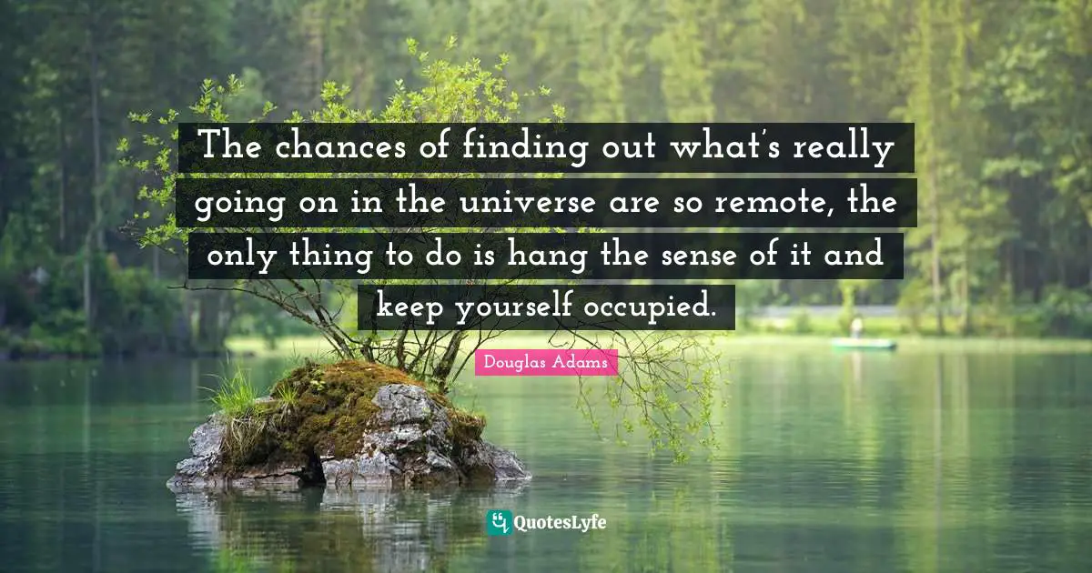 The chances of finding out what’s really going on in the universe are so remote, the only thing to do is hang the sense of it and keep yourself occupied.