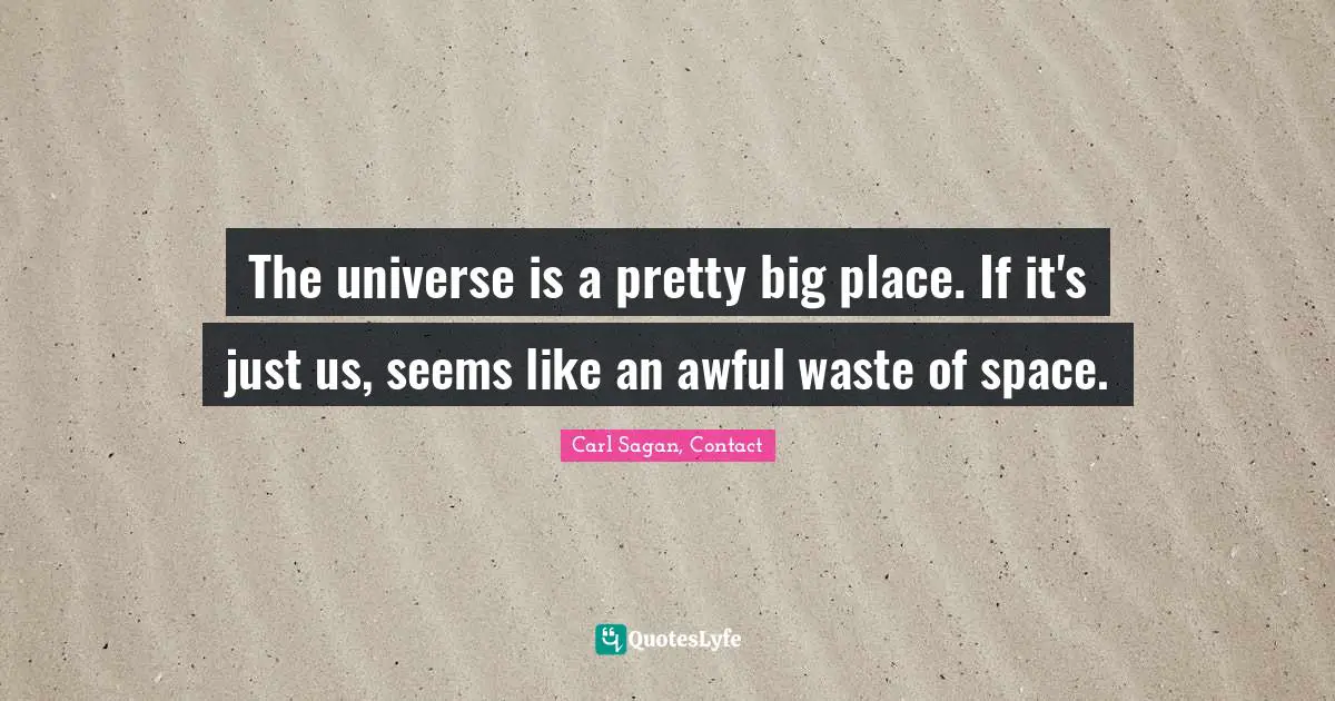 The universe is a pretty big place. If it's just us, seems like an awful waste of space.