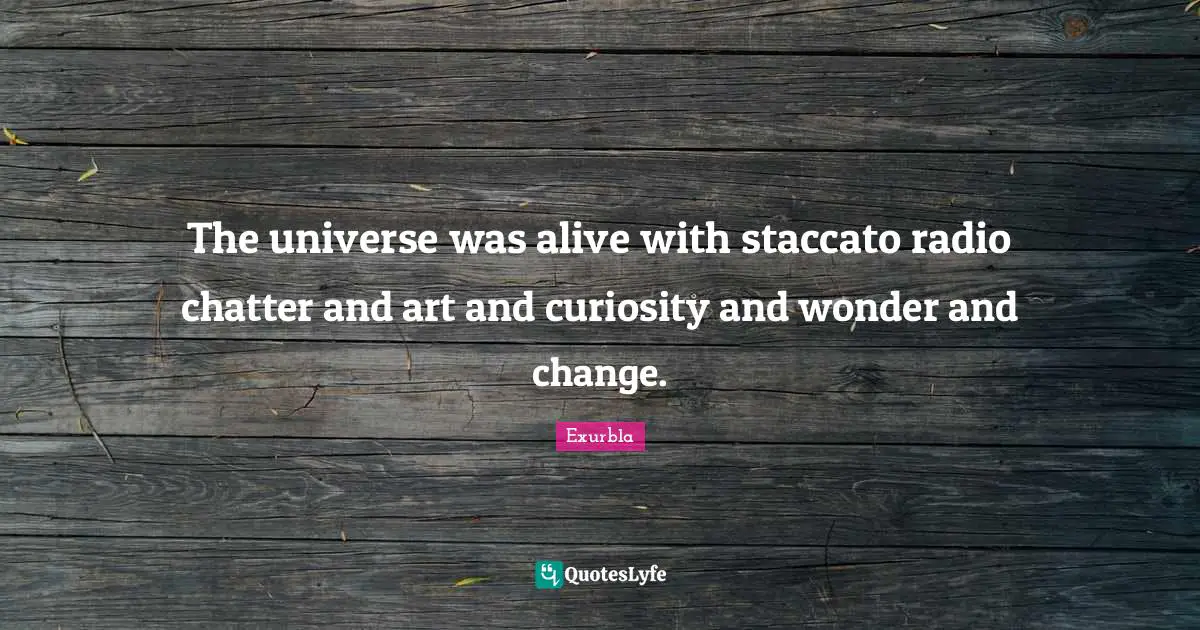 The universe was alive with staccato radio chatter and art and curiosity and wonder and change.