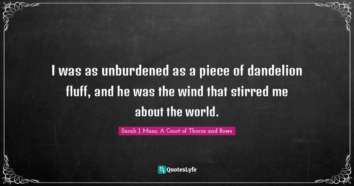 I was as unburdened as a piece of dandelion fluff, and he was the wind that stirred me about the world.