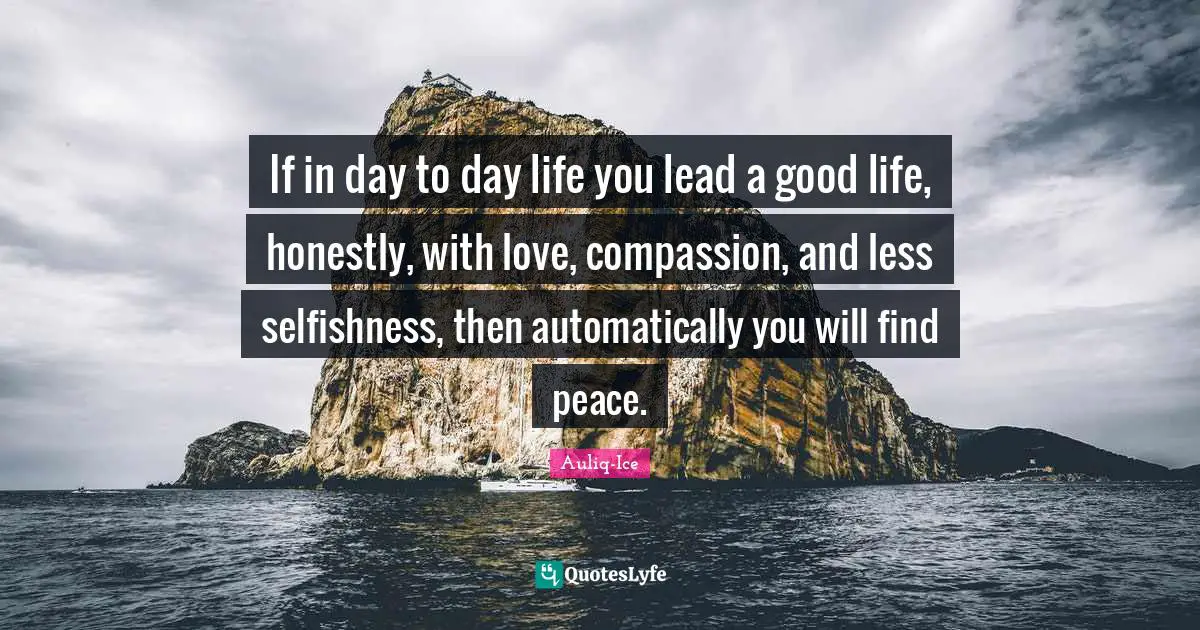 If in day to day life you lead a good life, honestly, with love, compassion, and less selfishness, then automatically you will find peace.