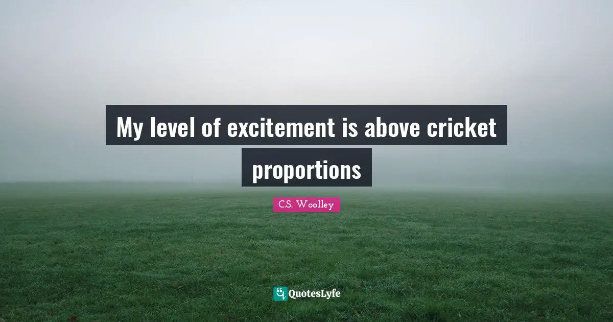 My level of excitement is above cricket proportions