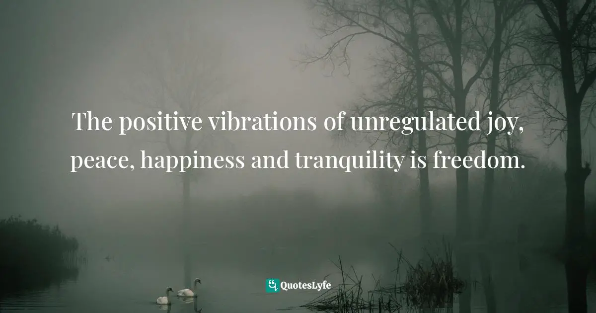 The positive vibrations of unregulated joy, peace, happiness and tranquility is freedom.