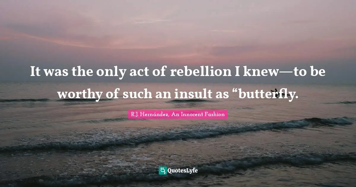 It was the only act of rebellion I knew—to be worthy of such an insult as “butterfly.