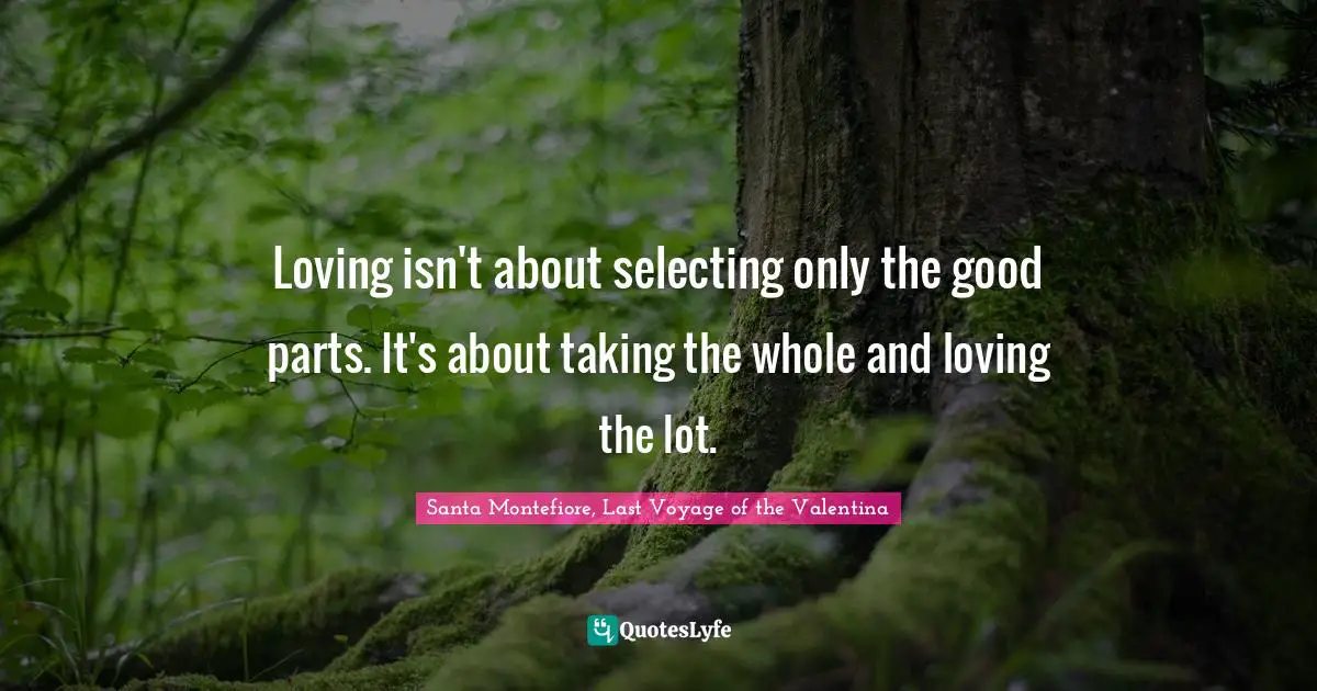 Loving isn't about selecting only the good parts. It's about taking the whole and loving the lot.