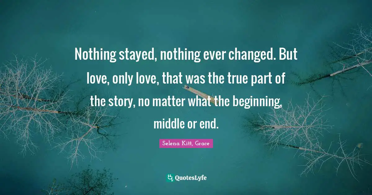 Nothing stayed, nothing ever changed. But love, only love, that was the true part of the story, no matter what the beginning, middle or end.