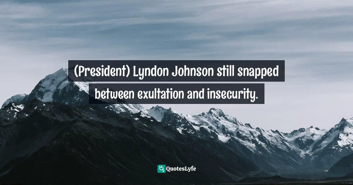 M. A. Perlstein Quotes: "(President) Lyndon Johnson still snapped between exultation and insecurity."