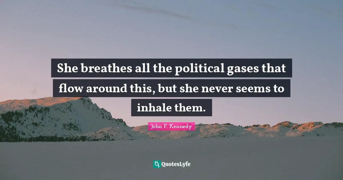 She breathes all the political gases that flow around this, but she never seems to inhale them.