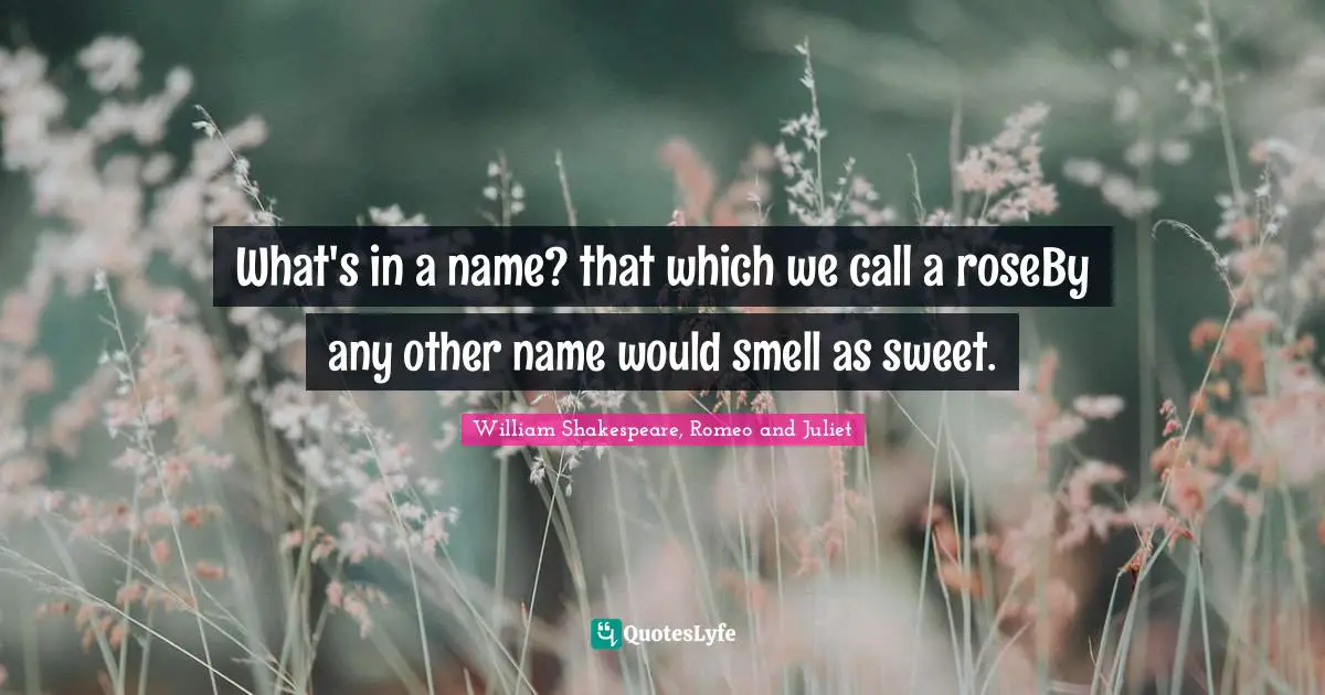 William Shakespeare, Romeo And Juliet Quotes: "What's in a name? that which we call a roseBy any other name would smell as sweet."