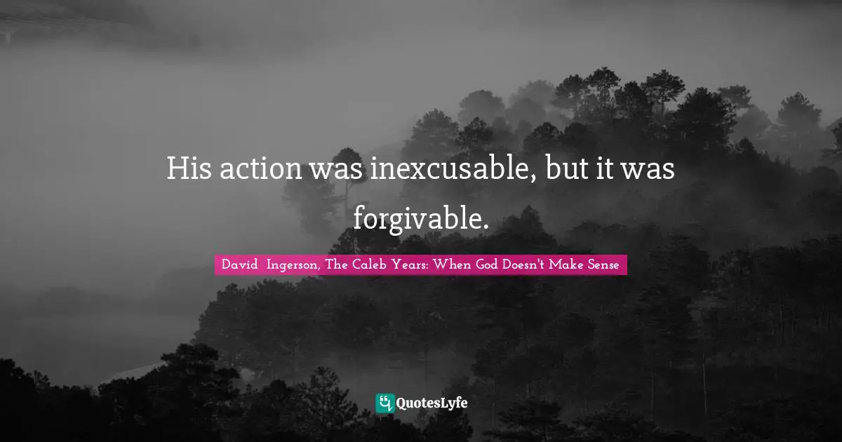 His action was inexcusable, but it was forgivable.