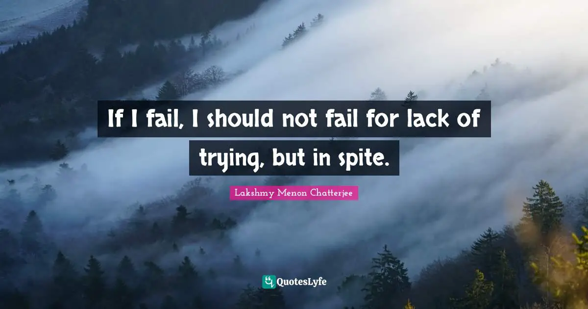 If I fail, I should not fail for lack of trying, but in spite.