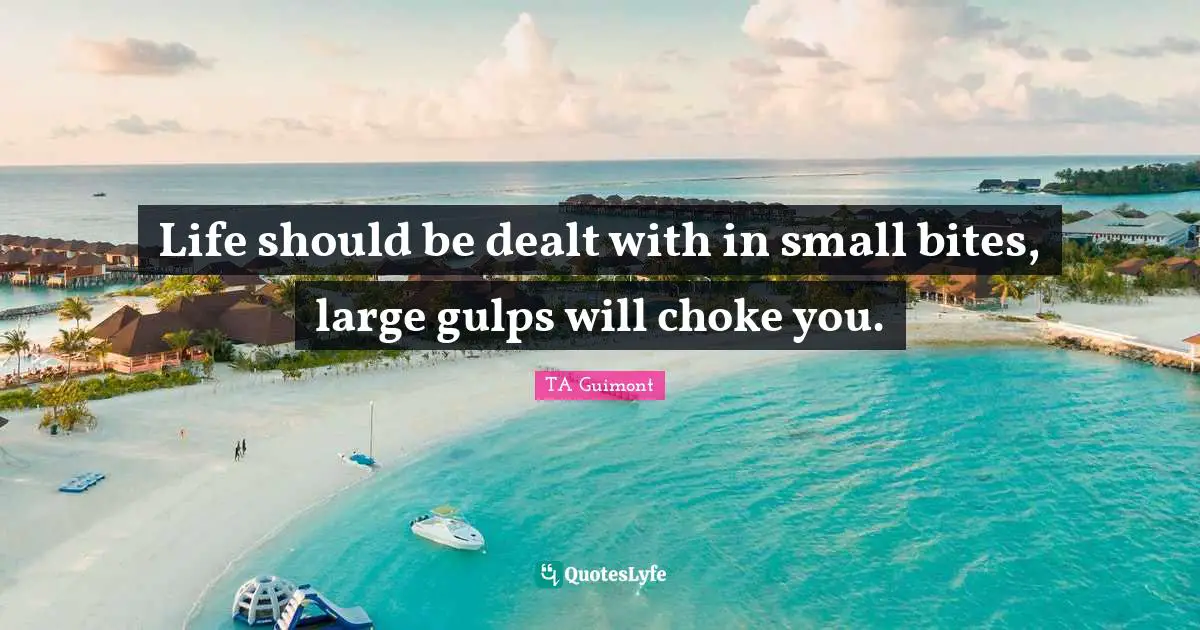 Life should be dealt with in small bites, large gulps will choke you.