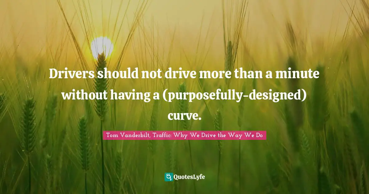 Drivers should not drive more than a minute without having a (purposefully-designed) curve.