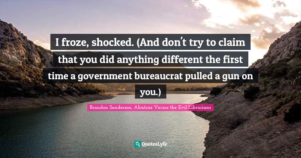 I froze, shocked. (And don't try to claim that you did anything different the first time a government bureaucrat pulled a gun on you.)