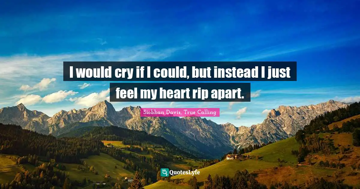I would cry if I could, but instead I just feel my heart rip apart.