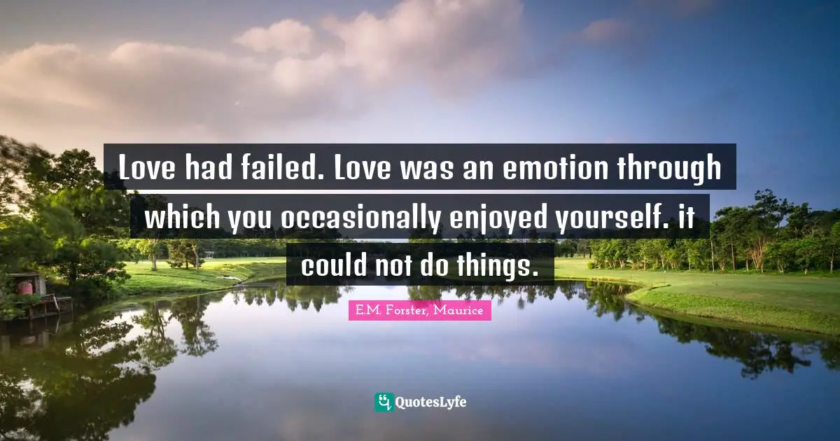 Love had failed. Love was an emotion through which you occasionally enjoyed yourself. it could not do things.