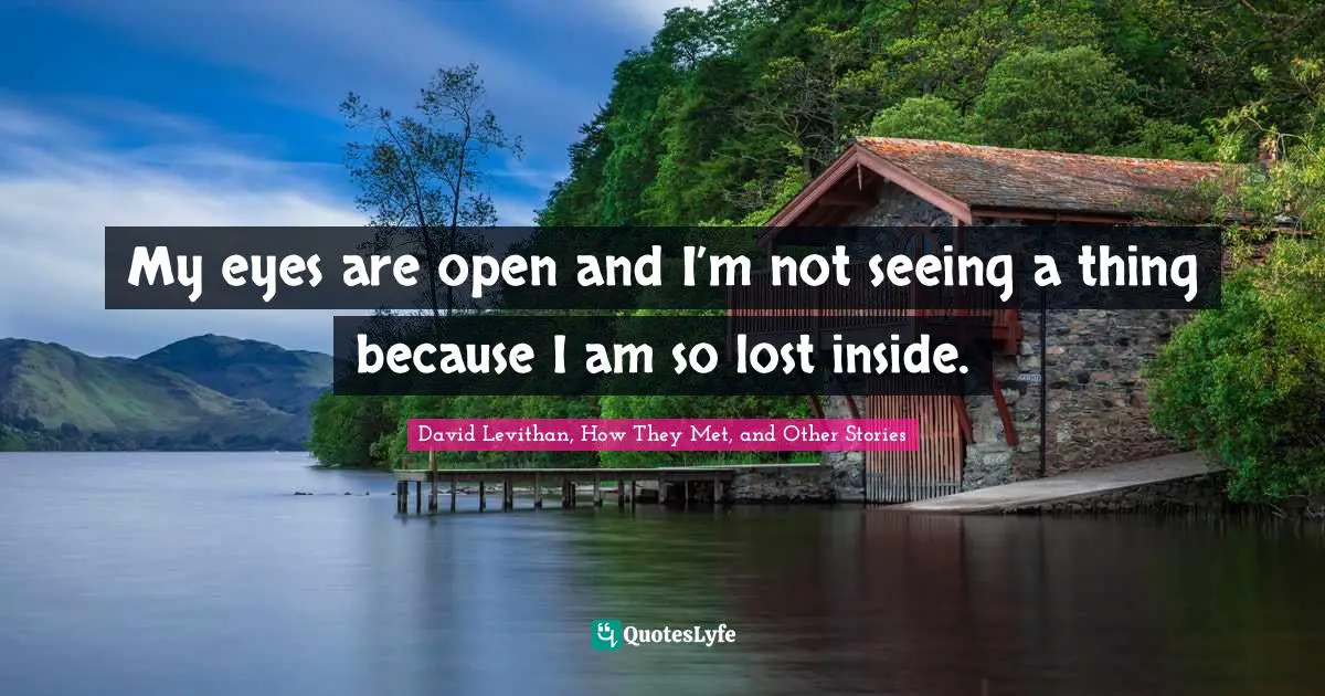 David Levithan, How They Met, And Other Stories Quotes: "My eyes are open and I’m not seeing a thing because I am so lost inside."