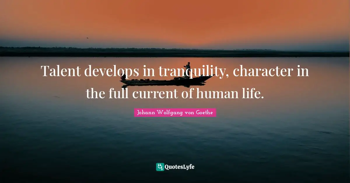 Talent develops in tranquility, character in the full current of human life.