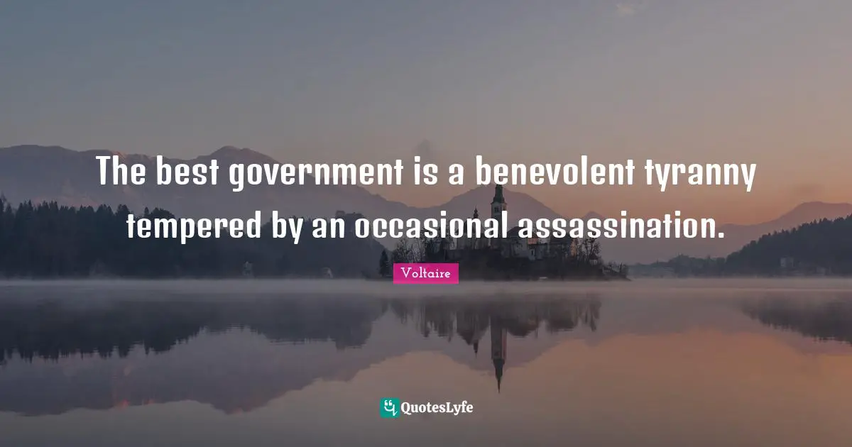 The best government is a benevolent tyranny tempered by an occasional assassination.