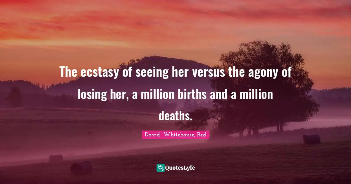 The ecstasy of seeing her versus the agony of losing her, a million births and a million deaths.