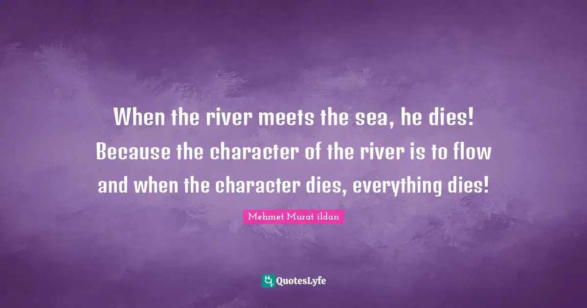 Mehmet Murat ildan Quotes: When the river meets the sea, he dies! Because the character of the river is to flow and when the character dies, everything dies!
