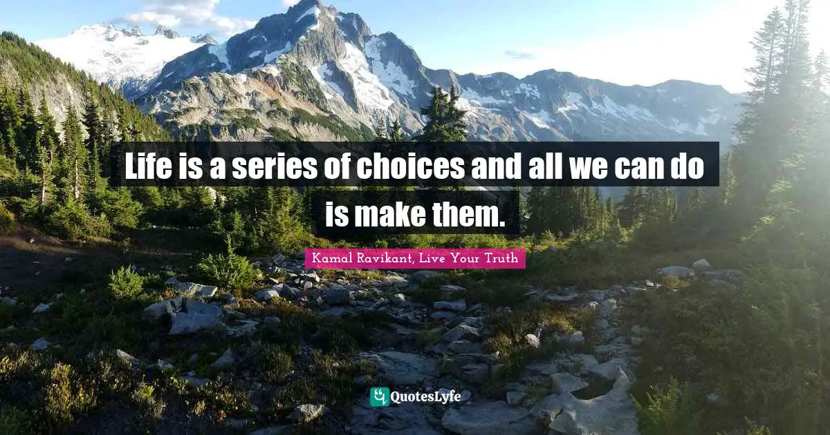 Kamal Ravikant, Live Your Truth Quotes: "Life is a series of choices and all we can do is make them."