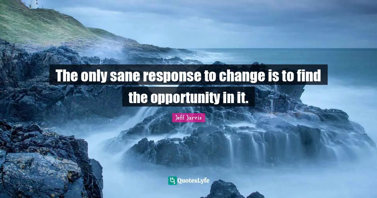 The only sane response to change is to find the opportunity in it.