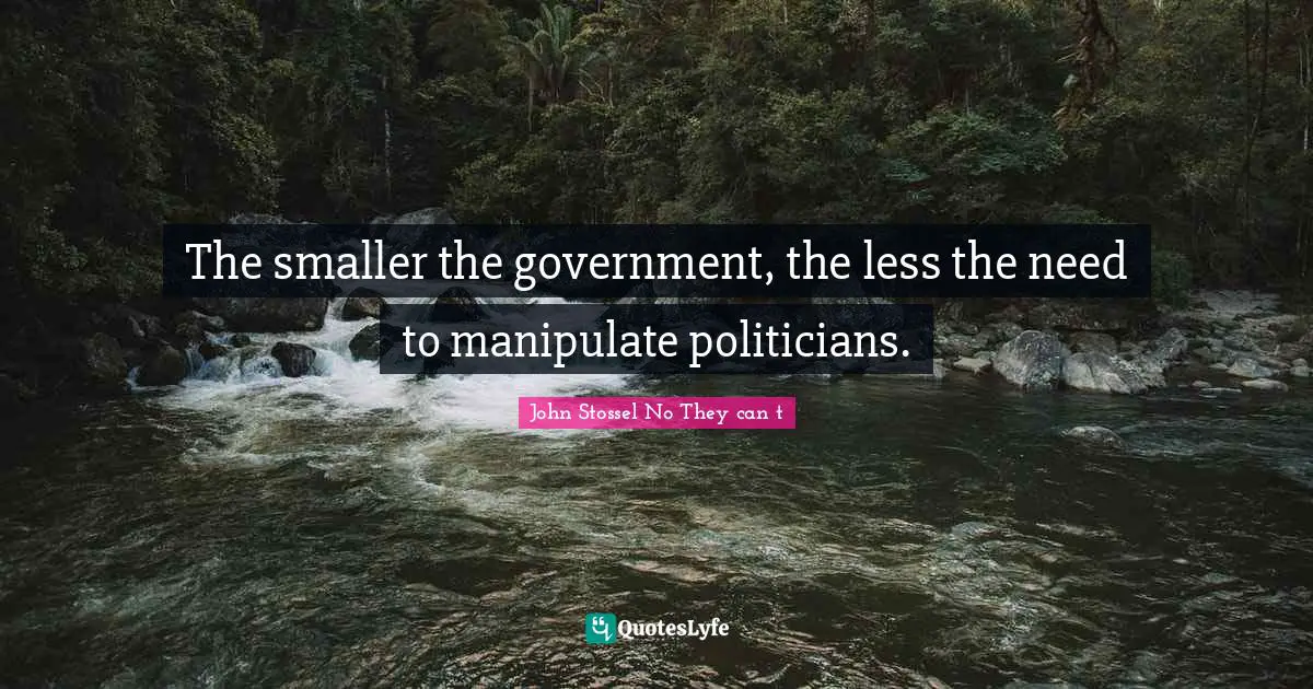 The smaller the government, the less the need to manipulate politicians.