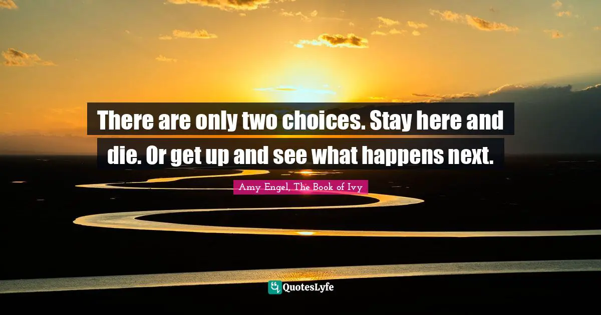 There are only two choices. Stay here and die. Or get up and see what happens next.