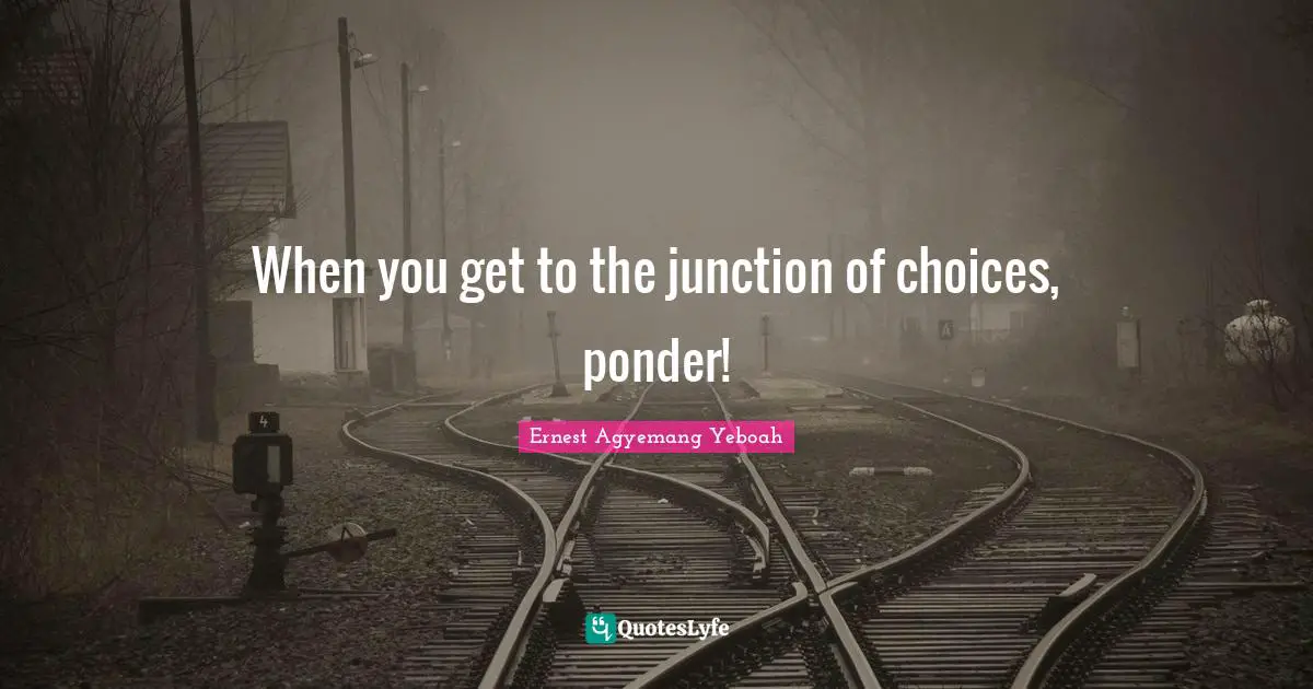 Double Mindedness Quotes: "When you get to the junction of choices, ponder!"