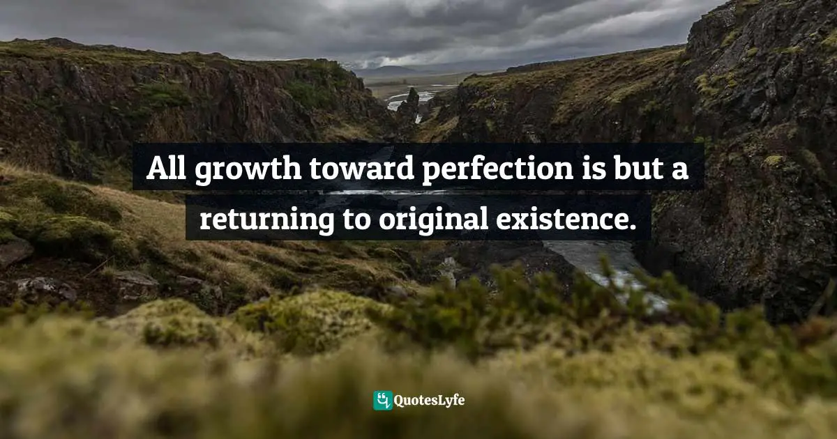 All growth toward perfection is but a returning to original existence.