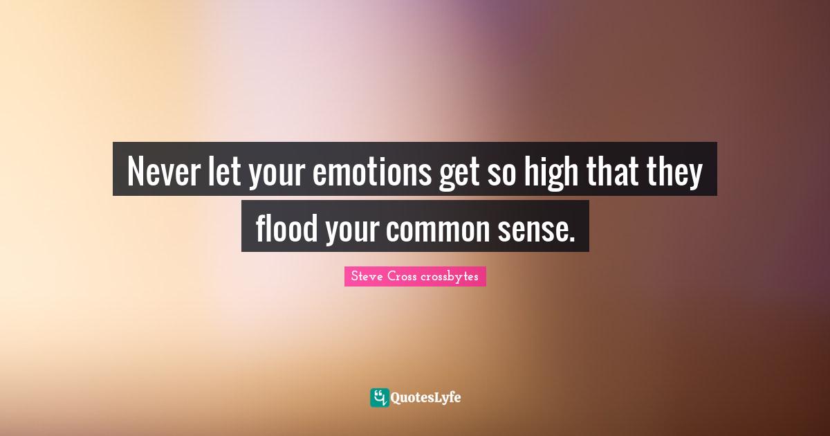 Never let your emotions get so high that they flood your common sense.