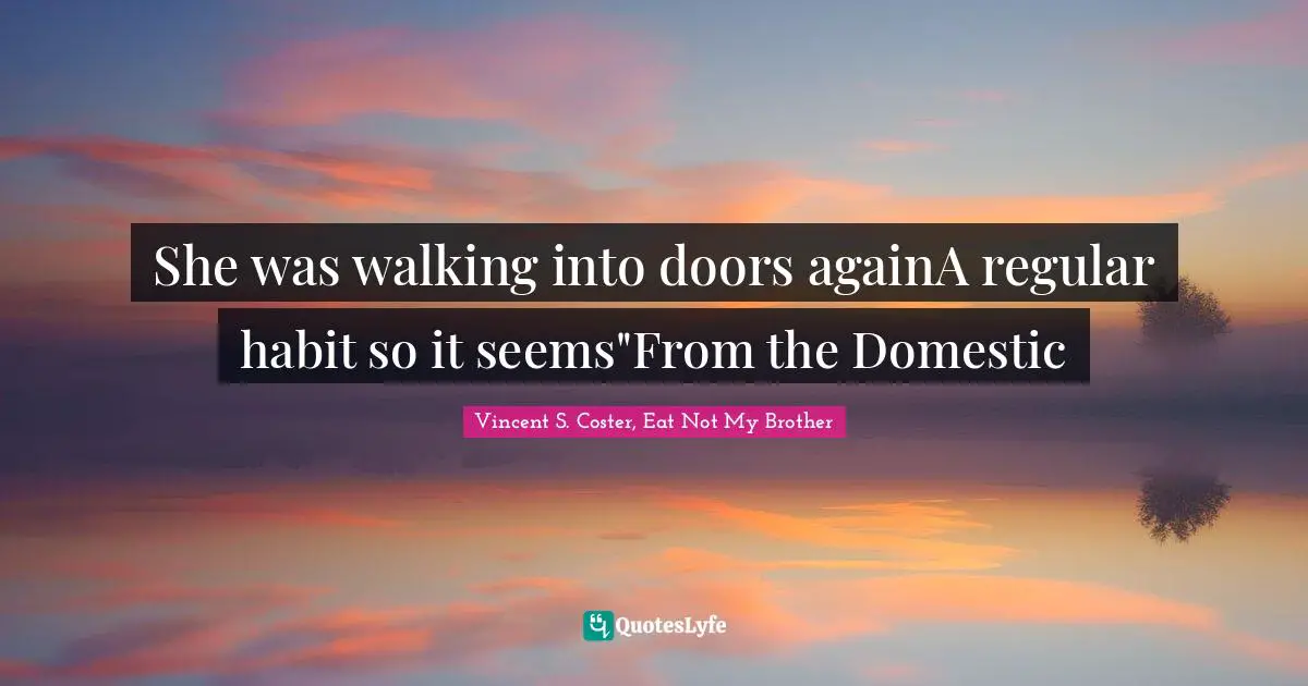She was walking into doors againA regular habit so it seems"From the Domestic