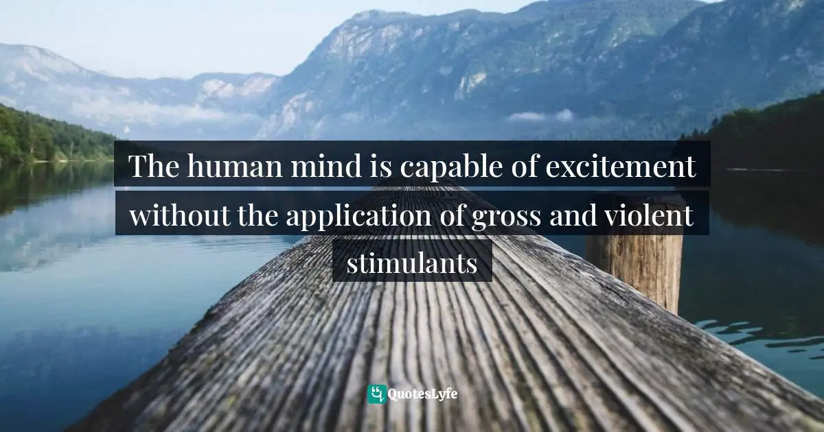 The human mind is capable of excitement without the application of gross and violent stimulants
