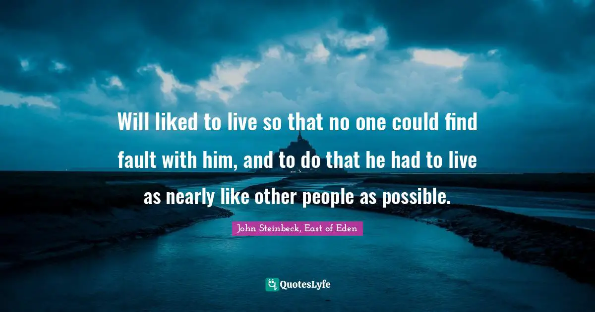 Will liked to live so that no one could find fault with him, and to do that he had to live as nearly like other people as possible.
