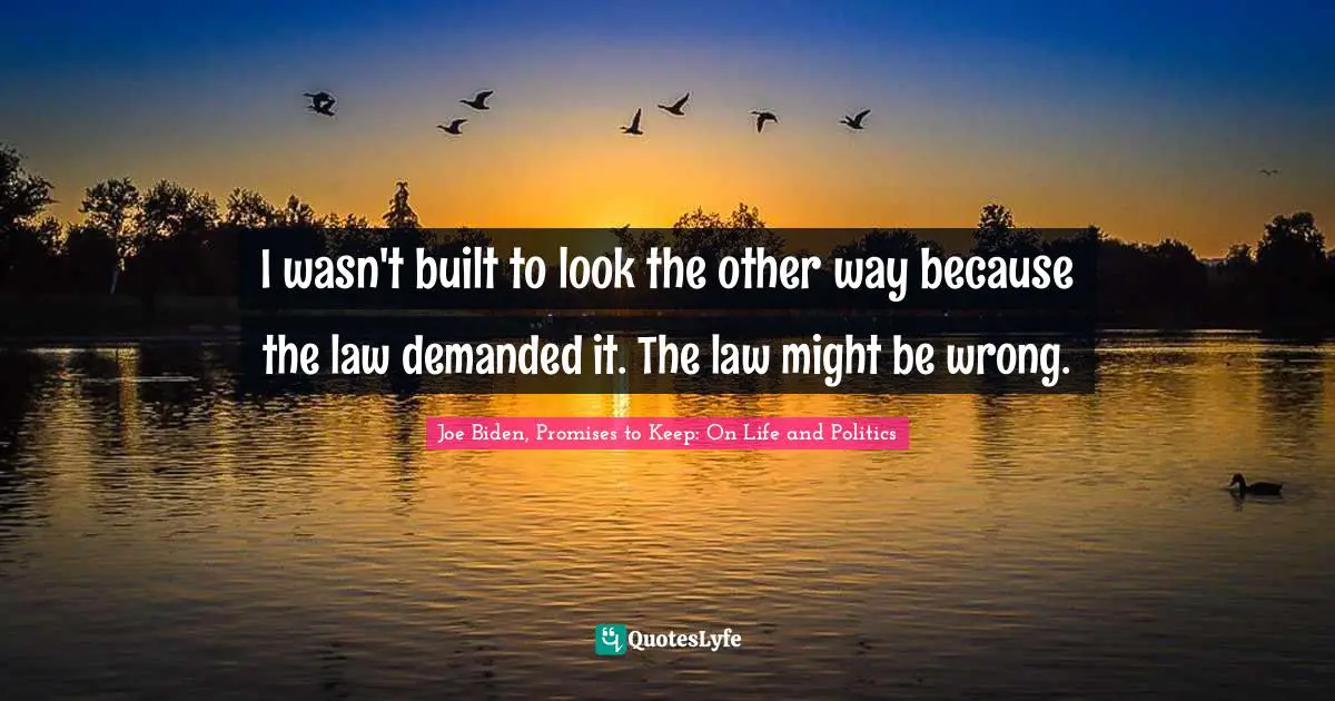 I wasn't built to look the other way because the law demanded it. The law might be wrong.