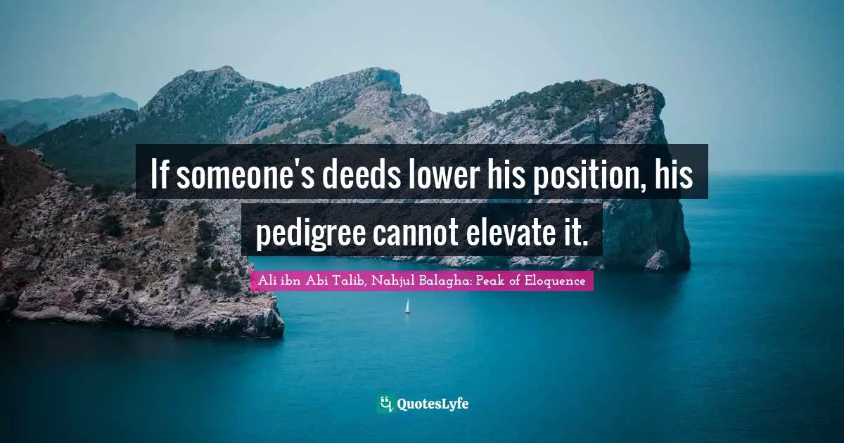 If someone's deeds lower his position, his pedigree cannot elevate it.
