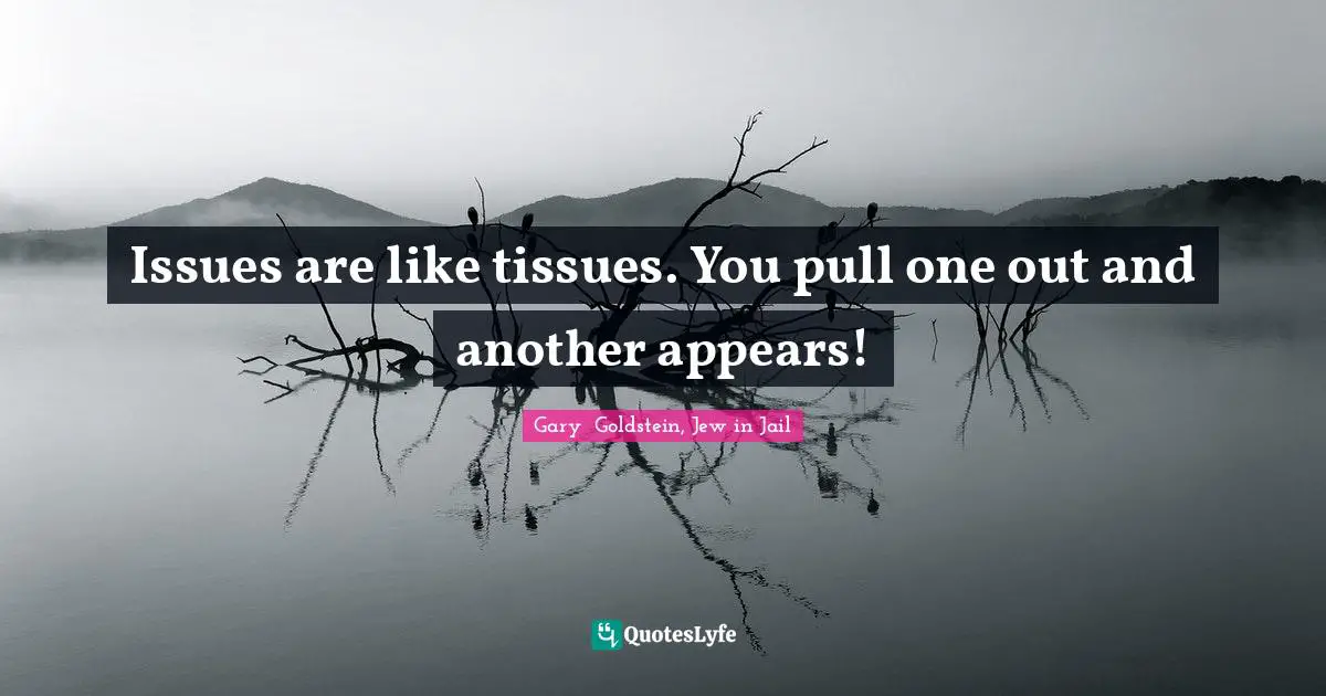 Issues are like tissues. You pull one out and another appears!