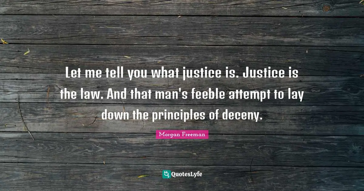 Let me tell you what justice is. Justice is the law. And that man's feeble attempt to lay down the principles of deceny.