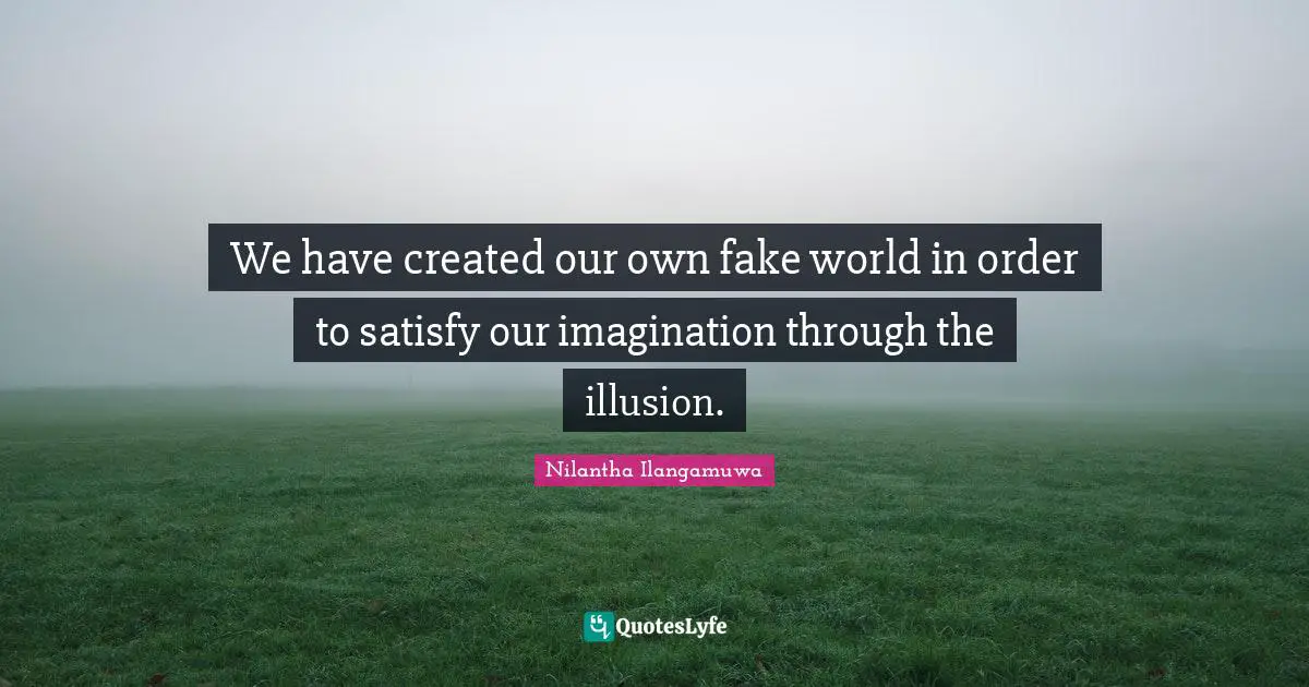 We have created our own fake world in order to satisfy our imagination through the illusion.
