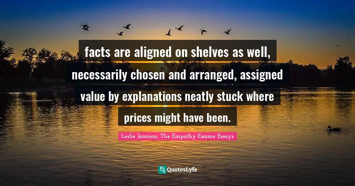 facts are aligned on shelves as well, necessarily chosen and arranged, assigned value by explanations neatly stuck where prices might have been.