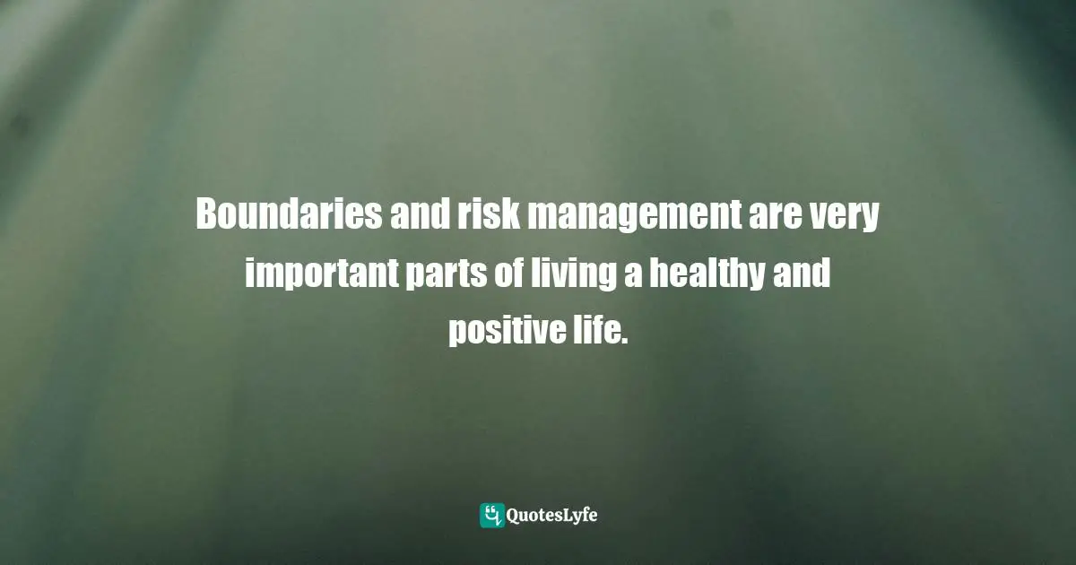 Bryant McGill, Simple Reminders: Inspiration For Living Your Best Life Quotes: "Boundaries and risk management are very important parts of living a healthy and positive life."